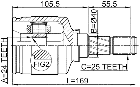 0211-P12QR20LH - INNER CV JOINT LEFT 24X40X25