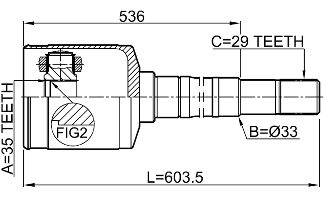 0211-QR25MTRH - INNER CV JOINT RIGHT 35X43X29