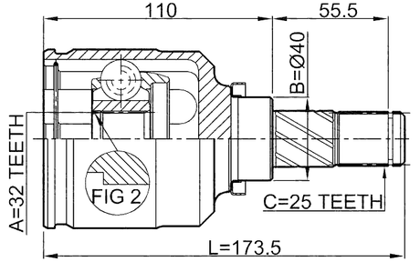 0211-SR20LH - INNER CV JOINT LEFT 32X40X25