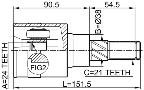 0211-T30R - REAR INNER CV JOINT 24X38X21