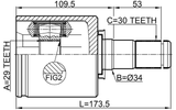 0211-T31LH - INNER CV JOINT LEFT 29X34X30