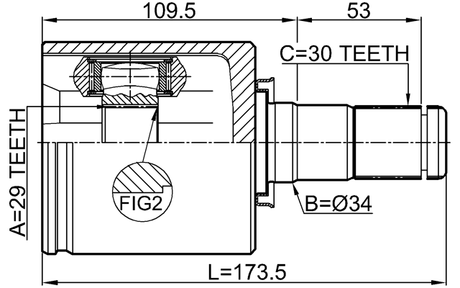 0211-T31LH - INNER CV JOINT LEFT 29X34X30