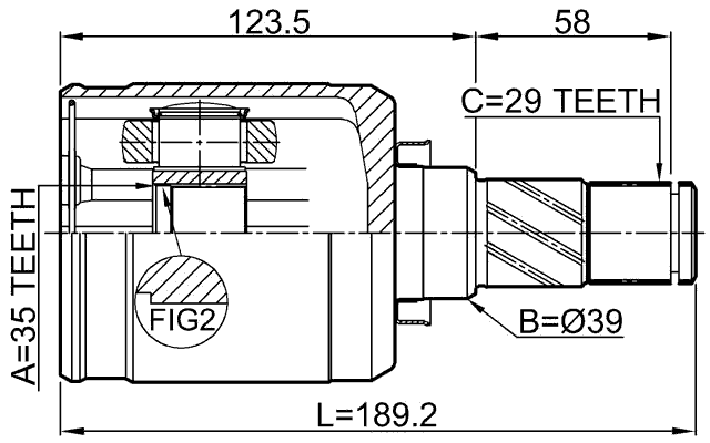 0211-T31MTLH - INNER CV JOINT LEFT 35X39X29