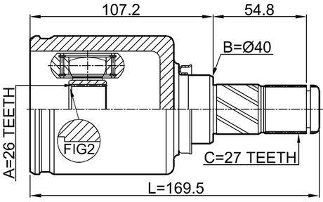 0211-T32CVTLH - INNER CV JOINT LEFT 26X40X27