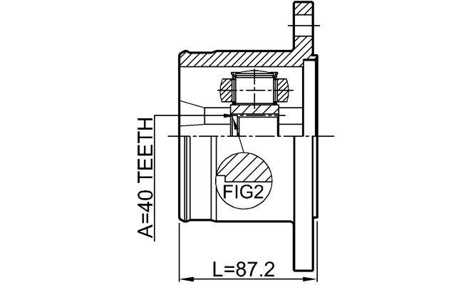 0211-TA60R - REAR INNER CV JOINT 40X132
