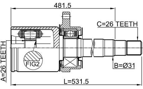 0211-V42RH - INNER CV JOINT RIGHT 26X31X26
