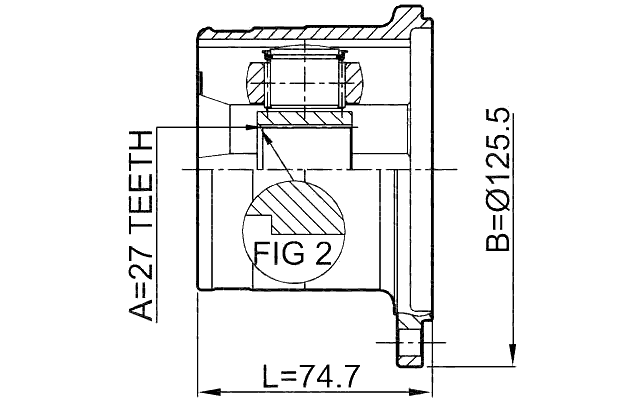 0211-WD21 - INNER CV JOINT 27X126