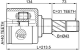 0211-Y62AT - INNER CV JOINT 40X43X31