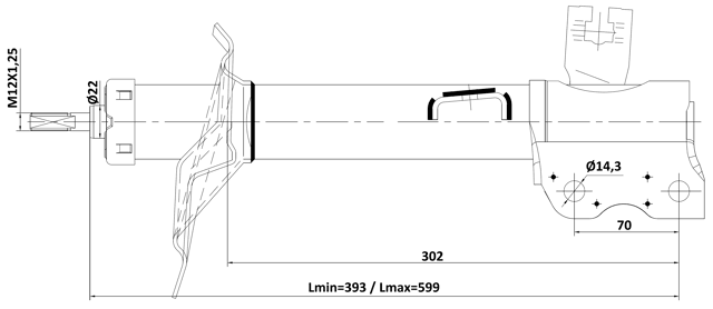 02110-005RL - SHOCK ABSORBER REAR LEFT GAS.TWIN TUBE