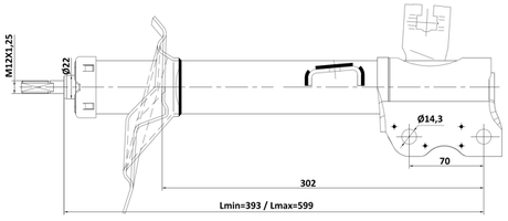 02110-005RL - SHOCK ABSORBER REAR LEFT GAS.TWIN TUBE