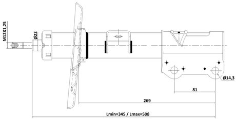 02110-014FL - SHOCK ABSORBER FRONT LEFT GAS.TWIN TUBE