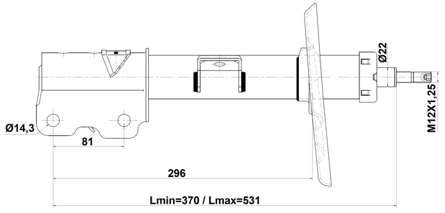 02110-015FR - SHOCK ABSORBER FRONT RIGHT GAS.TWIN TUBE