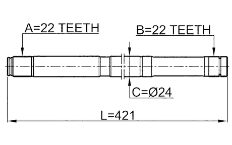 0212-B10MTLH - AXLE HALF SHAFT LEFT 22X421X22