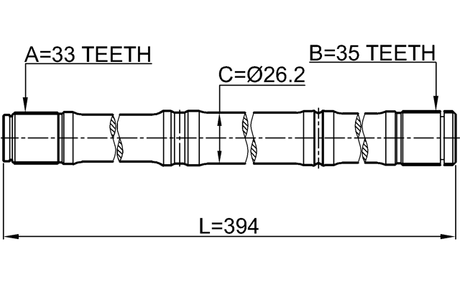 0212-MR20MT4WDLH - AXLE HALF SHAFT LEFT 33X394X35
