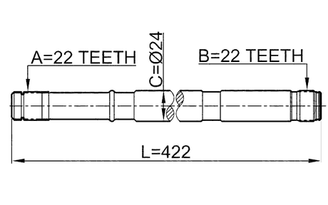 0212-N16LH - AXLE HALF SHAFT LEFT 22X422X22
