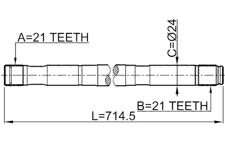 0212-QG15RH - AXLE HALF SHAFT RIGHT 21X714X21