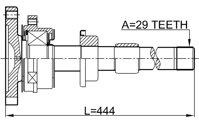 0212-T30MTRH - AXLE HALF SHAFT RIGHT 29X443X0