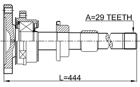 0212-T30MTRH - AXLE HALF SHAFT RIGHT 29X443X0