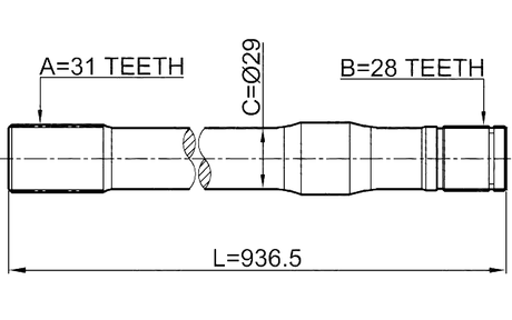 0212-Y61LH - AXLE HALF SHAFT LEFT 31X936.5X28
