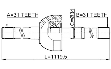 0214-Y61LH - SHAFT ASSEMBLY, OUTER CV JOINT LEFT 31X1120X31