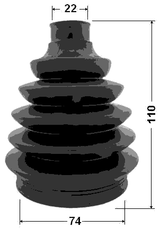 0217P-QG15 - BOOT OUTER CV JOINT KIT PVC 74X110X22