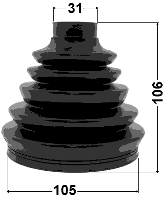 0217P-R51R - BOOT OUTER CV JOINT KIT PVC 105X106X31