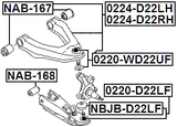 0220-D22LF - BALL JOINT FRONT LOWER ARM