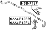 0223-P12FL - FRONT LEFT STABILIZER LINK / SWAY BAR LINK