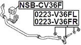 0223-V36FL - FRONT LEFT STABILIZER LINK / SWAY BAR LINK