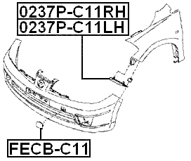 0237P-C11RH - RETAINER FRONT BUMPER RIGHT