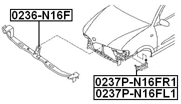 0237P-N16FR1 - RETAINER FRONT BUMPER RIGHT