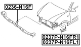 0237P-N16FR1 - RETAINER FRONT BUMPER RIGHT