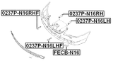 0237P-N16RH - RETAINER FRONT BUMPER RIGHT