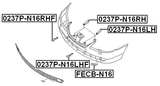 0237P-N16RHF - RETAINER FRONT BUMPER RIGHT