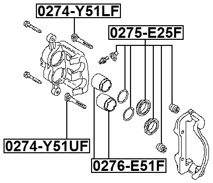 0275-E25F - FRONT BRAKE CALIPER REPAIR KIT (SET FOR TWO SIDES)