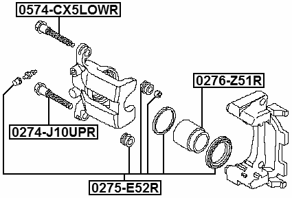 0275-E52R - REAR BRAKE CALIPER REPAIR KIT (SET FOR TWO SIDES)