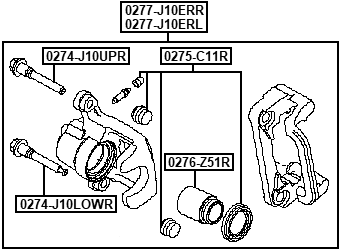 0277-J10ERR - REAR RIGHT BRAKE CALIPER ASSEMBLY (WITH BRACKET)