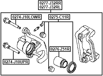 0277-J32RL - REAR LEFT BRAKE CALIPER ASSEMBLY (WITH BRACKET)