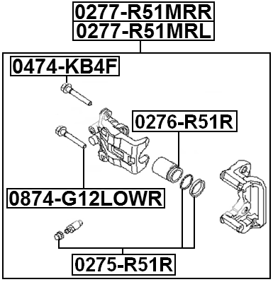 0277-R51MRL - REAR LEFT BRAKE CALIPER ASSEMBLY (WITH BRACKET)