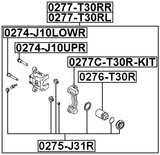 0277-T30RR - REAR RIGHT BRAKE CALIPER ASSEMBLY (WITH BRACKET)