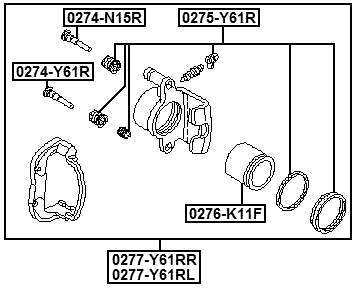 0277-Y61RL - REAR LEFT BRAKE CALIPER ASSEMBLY (WITH BRACKET)