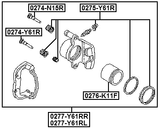 0277-Y61RL - REAR LEFT BRAKE CALIPER ASSEMBLY (WITH BRACKET)