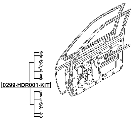 0299-HDR001-KIT - DOOR HINGE REPAIR KIT (1 PIN, 2 BUSHINGS, 1 RETAINING RING)