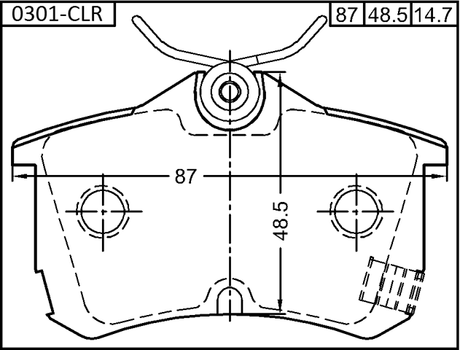 0301-CLR - PAD KIT, DISC BRAKE, REAR - KIT (WITH ANTI-RATTLE SPRING)