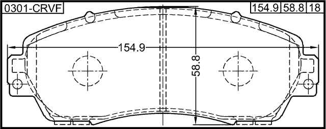 0301-CRVF - PAD KIT, DISC BRAKE, FRONT - KIT (WITH ANTI SQUEAL SHIM, WITH BRACKETS)