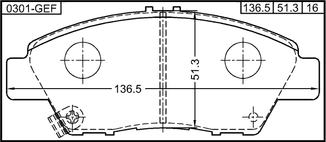 0301-GEF - PAD KIT, DISC BRAKE, FRONT - KIT (WITH ANTI SQUEAL SHIM)