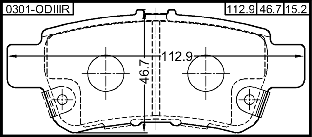 0301-ODIIIR - PAD KIT, DISC BRAKE, REAR - KIT (WITH ANTI SQUEAL SHIM)