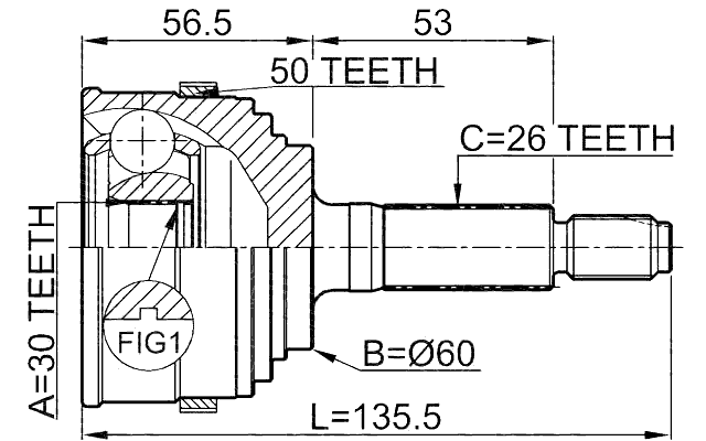 0310-055A50 - OUTER CV JOINT 30X60X26