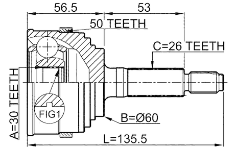0310-055A50 - OUTER CV JOINT 30X60X26