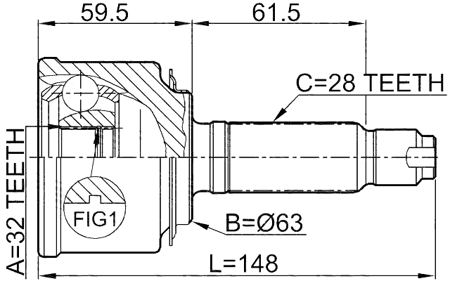 0310-057 - OUTER CV JOINT 32X63X28
